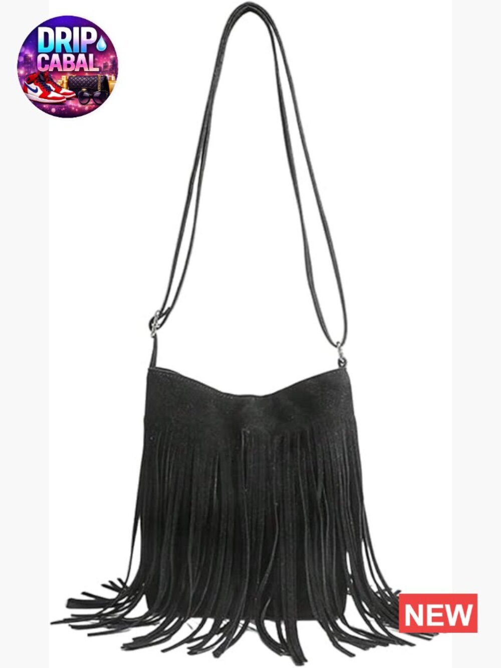 Fringe Western Crossbody Bag with Tassel Shoulder Strap, PU Leather